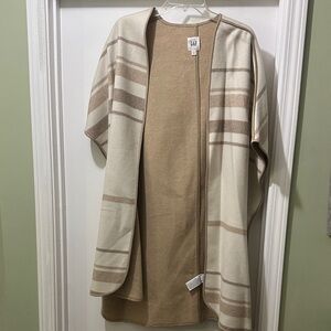 Gap Cream and Tan Striped Poncho